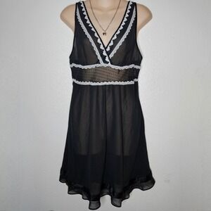 Victorias Secret Angels Black Sheer Babydoll Slip Dress